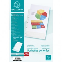 Pochette perforée polypro 5/100 grainé paquet de 100