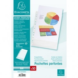 Pochette perforée polypro grainé paquet de 50