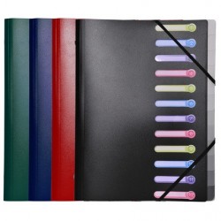 Trieur polypro 5/10 3 rabats + élastiques à fenêtres 12 compartiments