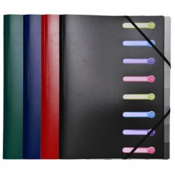 Trieur polypro 5/10 3 rabats + élastiques à fenêtres 8 compartiments