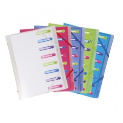 Trieur polypro 5/10 Chromaline 3 rabats + élastiques à fenêtres  8 compartiments