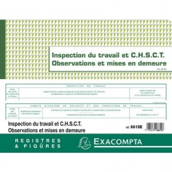 Registre inspection du travail C.H.S.C.T. 16 pages