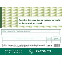 Registre contrôles techniques sécurité 20 pages