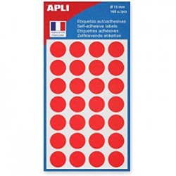 Etiquette 15mm rouge pochette de 168