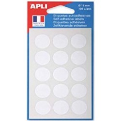 Etiquette 19mm blanc pochette de 105