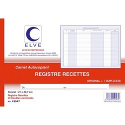 Manifold registre recettes auto-entrepreneur A4 italienne dupli