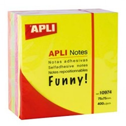Apli Notes cube 75x75mm 400 feuilles tons vifs