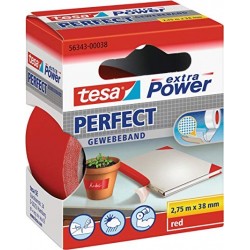 Toile plastifiée adhésive 38mm rouge rouleau 2,75m