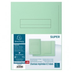 Chemise 2 rabats Super 210 pré-imprimée vert paquet de 50
