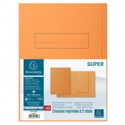 Chemise 2 rabats Super 210 pré-imprimée orange paquet de 50