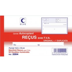 Manifold reçus avec TVA 10,5x18cm dupli