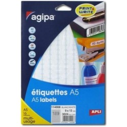 Etiquette 9x13mm blanc étui de 3024