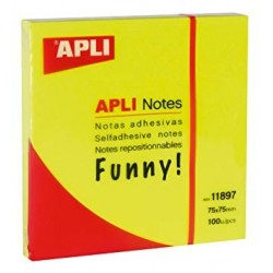 Apli Notes 75x75mm 100 feuilles jaune vif