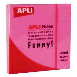 Apli Notes 75x75mm 100 feuilles rose vif