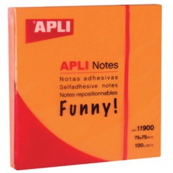 Apli Notes 75x75mm 100 feuilles orange vif