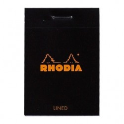 Bloc Rhodia n°10 52x75mm agrafé ligné couverture noire