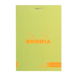 Bloc Rhodia ColoR n°12 agrafé ligné couverture anis