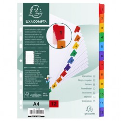Intercalaire A4 numérique blanc + onglet couleur 12 positions