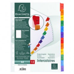 Intercalaire mensuel A4 blanc + onglet couleur 12 mois