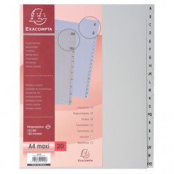 Intercalaire alphabétique A4+ PP gris 20 positions