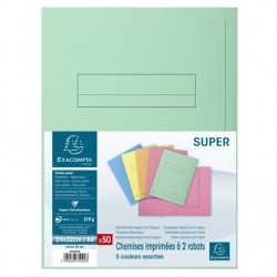 Chemise 2 rabats Super 250 pré-imprimée assorti paquet de 50