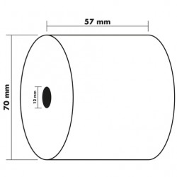 Bobine 57x70x12 2 plis chimiques (blanc/jaune) lot de 10