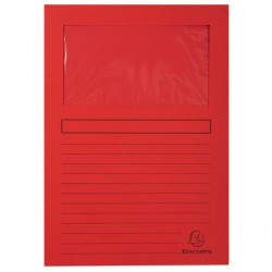 Pochette coin à fenêtre 120g rouge paquet de 100