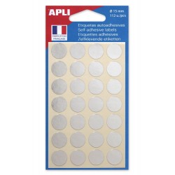 Etiquette 15mm argent pochette de 112