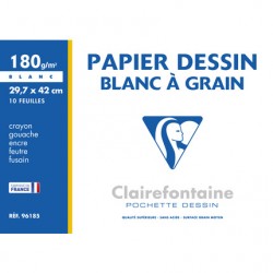 Papier dessin A3 180g blanc pochette de 10 feuilles
