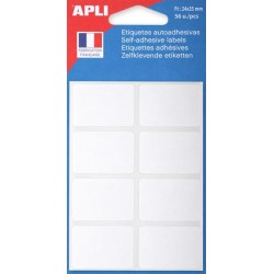 Etiquette 24x35mm blanc pochette de 56