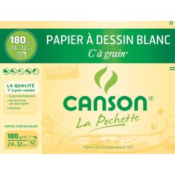 C à grain 24x32 180g blanc pochette 12 feuilles