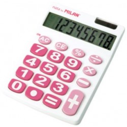 Calculatrice 145x106x21mm grandes touches blanc/rose