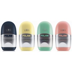 Taille-crayon 1 usage + gomme Capsule Silver
