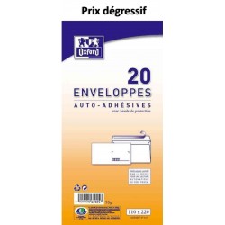 Enveloppe 110x220 précasée paquet de 20