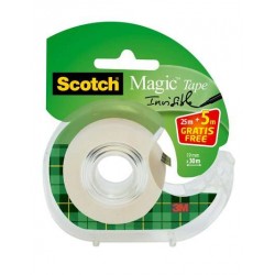 Adhésif invisible 19mm x 25m + 5m gratuit sur dévidoir