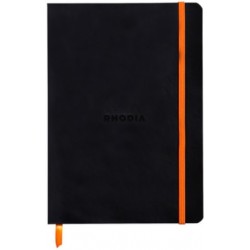 Carnet Rhodiarama souple + élastique A5 ligné 160 pages noir