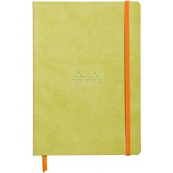 Carnet Rhodiarama souple + élastique A5 ligné 160 pages anis