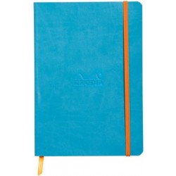 Carnet Rhodiarama souple + élastique A5 ligné 160 pages turquoise