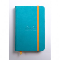 Carnet Rhodiarama rigide + élastique A6 uni 192 pages turquoise