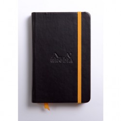 Carnet Rhodiarama rigide + élastique A6 ligné 192 pages noir