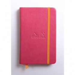 Carnet Rhodiarama rigide + élastique A6 ligné 192 pages framboise