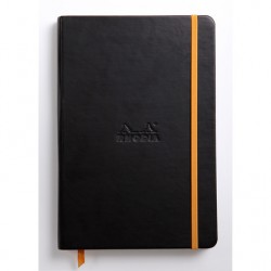 Carnet Rhodiarama rigide + élastique A5 ligné 192 pages noir