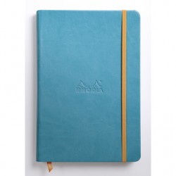Carnet Rhodiarama rigide + élastique A5 ligné 192 pages turquoise