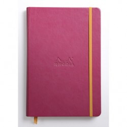 Carnet Rhodiarama rigide + élastique A5 ligné 192 pages framboise