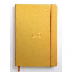 Carnet Rhodiarama rigide + élastique A5 ligné 192 pages jonquille