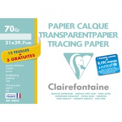 Calque A4 70g pochette 12 feuilles + 3 gratuites