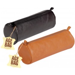 Trousse cuir Age Bag grande ronde Ø8 x 22 cm