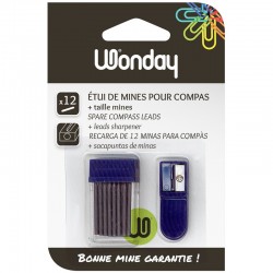 Etui de 12 mines pour compas + taille-mine LS
