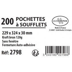 Pochette kraft 229x324 120g soufflet 30mm boîte de 200