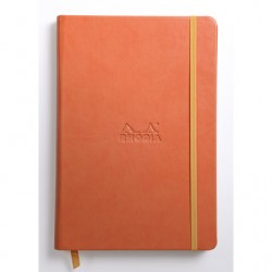 Carnet Rhodiarama rigide + élastique A5 ligné 192 pages tangerine